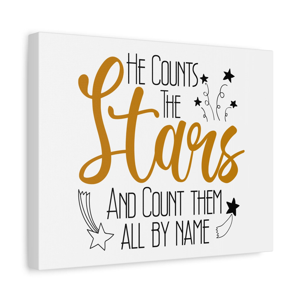 Scripture Canvas He Counts The Stars Psalm 147:4 Christian Wall Art Bible Verse